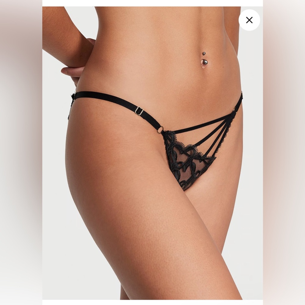 Victoria’s Secret Shimmer Heart Embroidery Adjustable String Bikini Panty XS